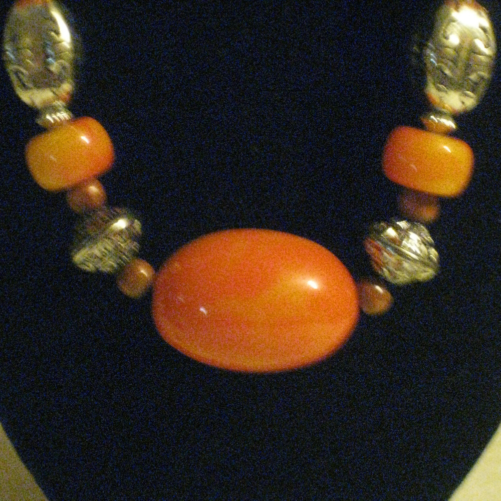 orange jupiter beaded necklace